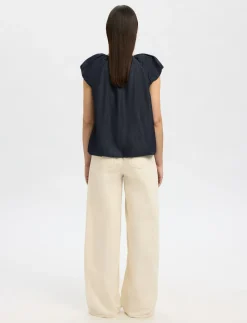 SLFRILLO CAP SLEEVE DENIM TOP - T-shirts