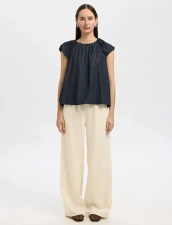 SLFRILLO CAP SLEEVE DENIM TOP - T-shirts