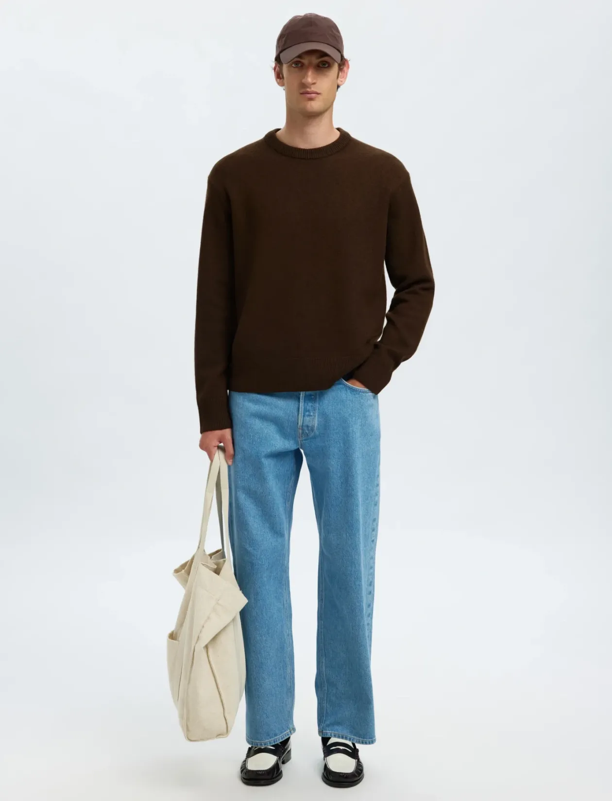 SLHARNE LS KNIT RELAXED WOOL CREW NECK - Rund hals