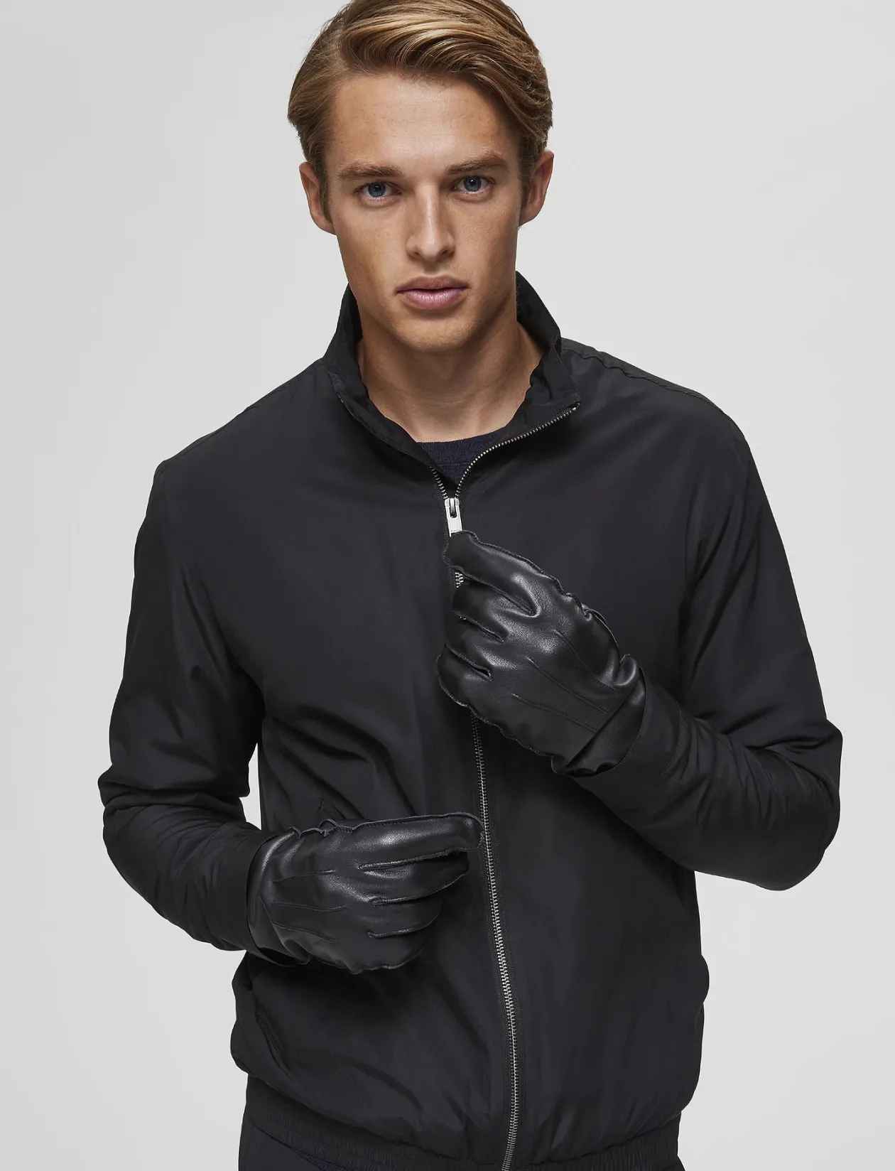 SLHZAIN LEATHER GLOVES - Fingerhandsker