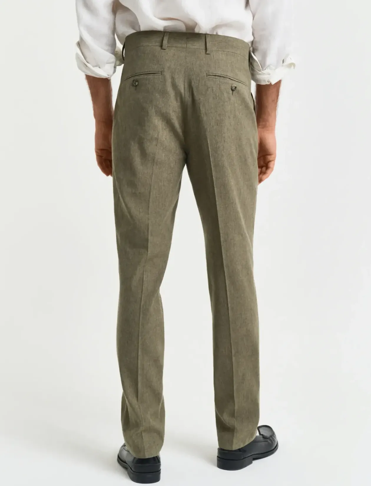SLIM COT/LINEN SUIT PANTS - Hørbukser