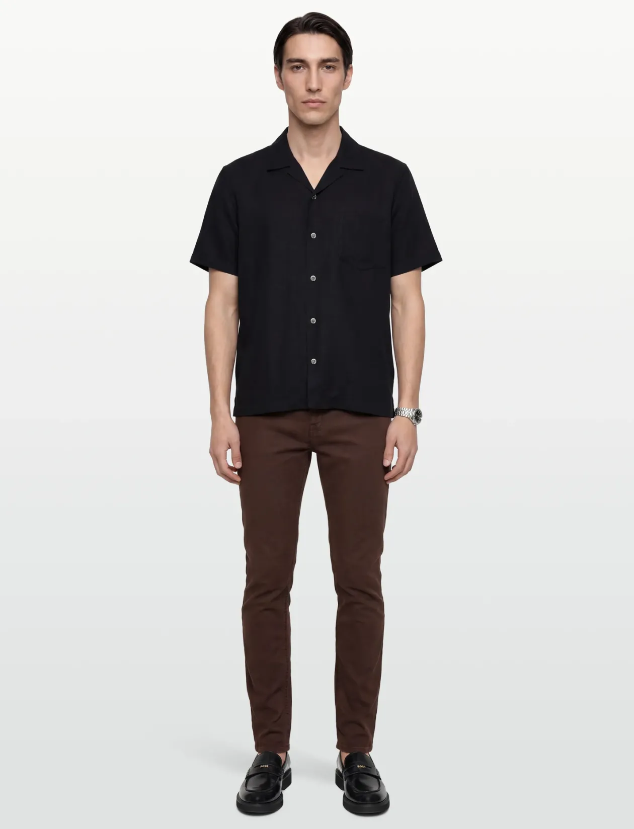 SLIM COTTON / LINEN JEANS - Hørbukser