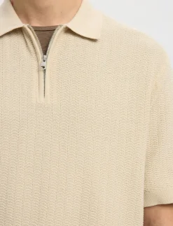 SLMCRAN SS KNIT STRUCTURE ZIP POLO NOOS - Kortærmede poloer