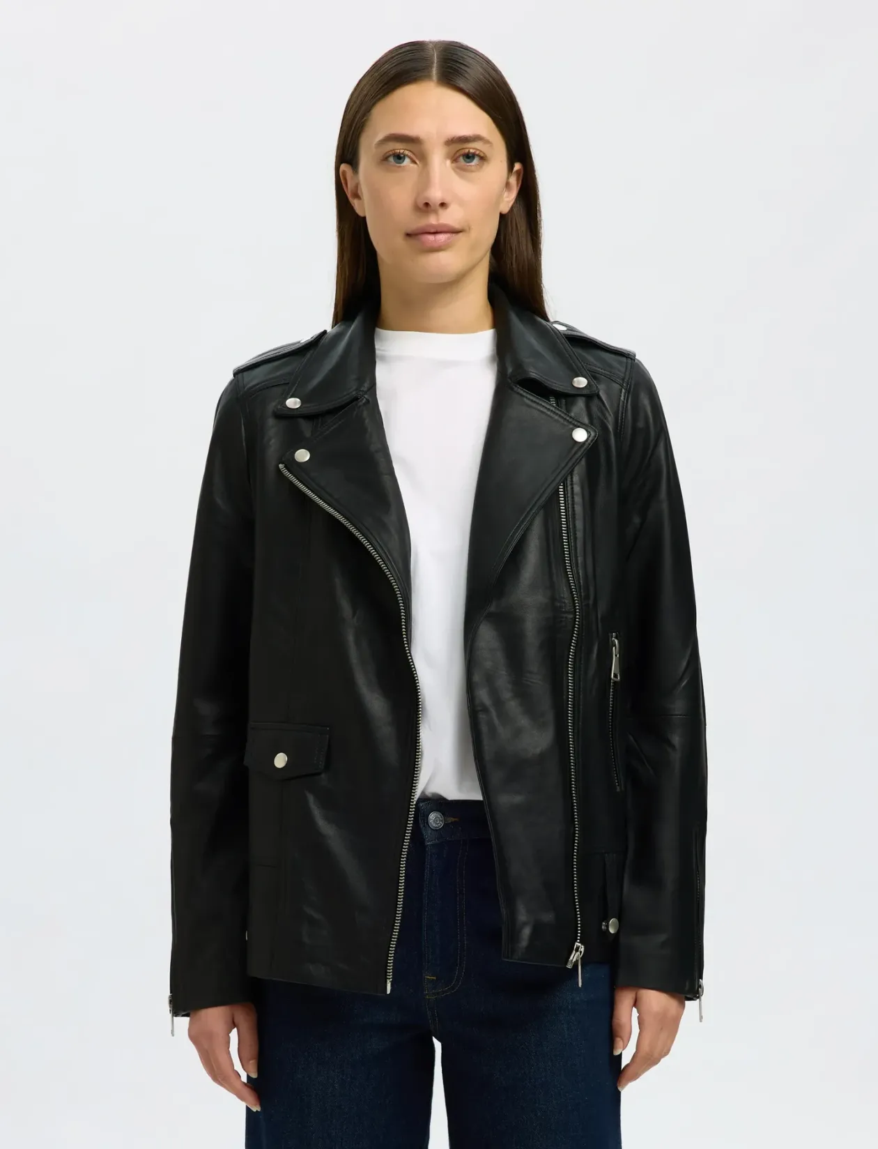 SLWMADISON LEATHER JACKET B NOOS - Læderjakker