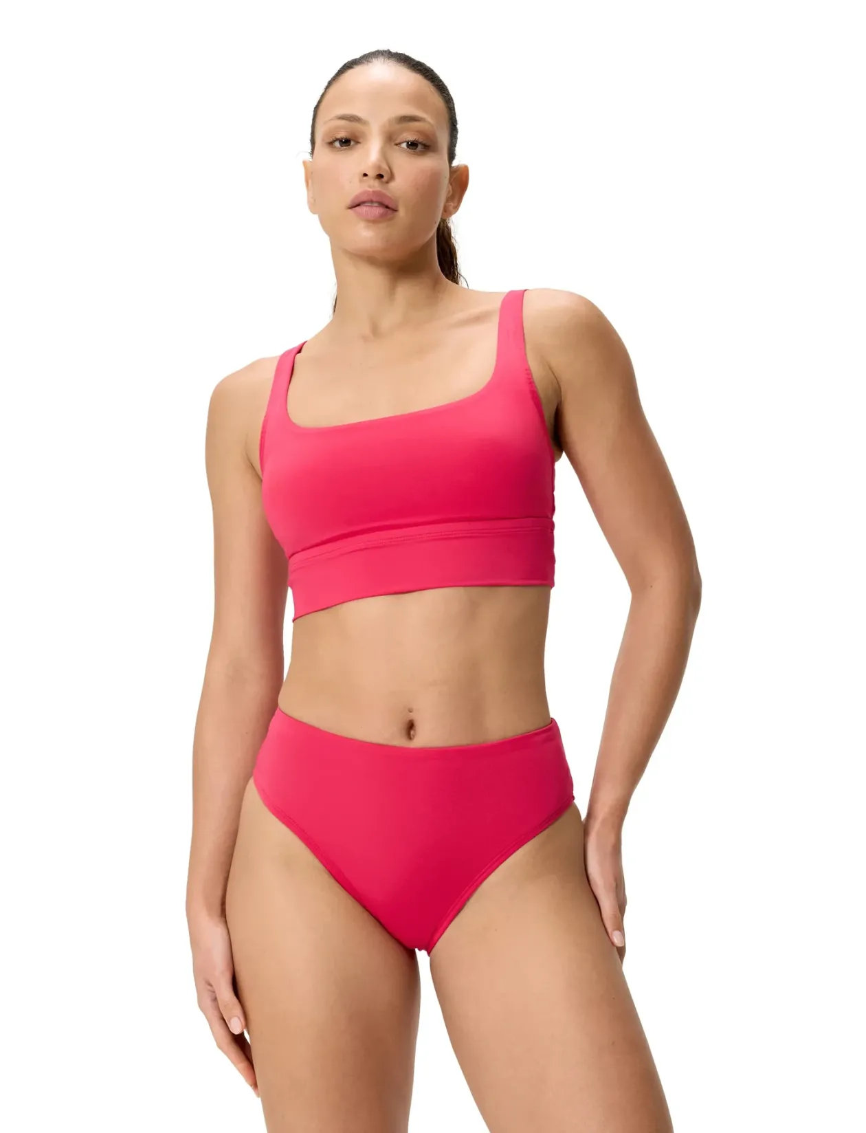 Solid Cheeky High Waist Bikini Bottom - Bikinier