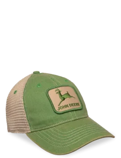Stone Washed Logo Mens Cap Ivory - Dark Green John Deere - Kasketter