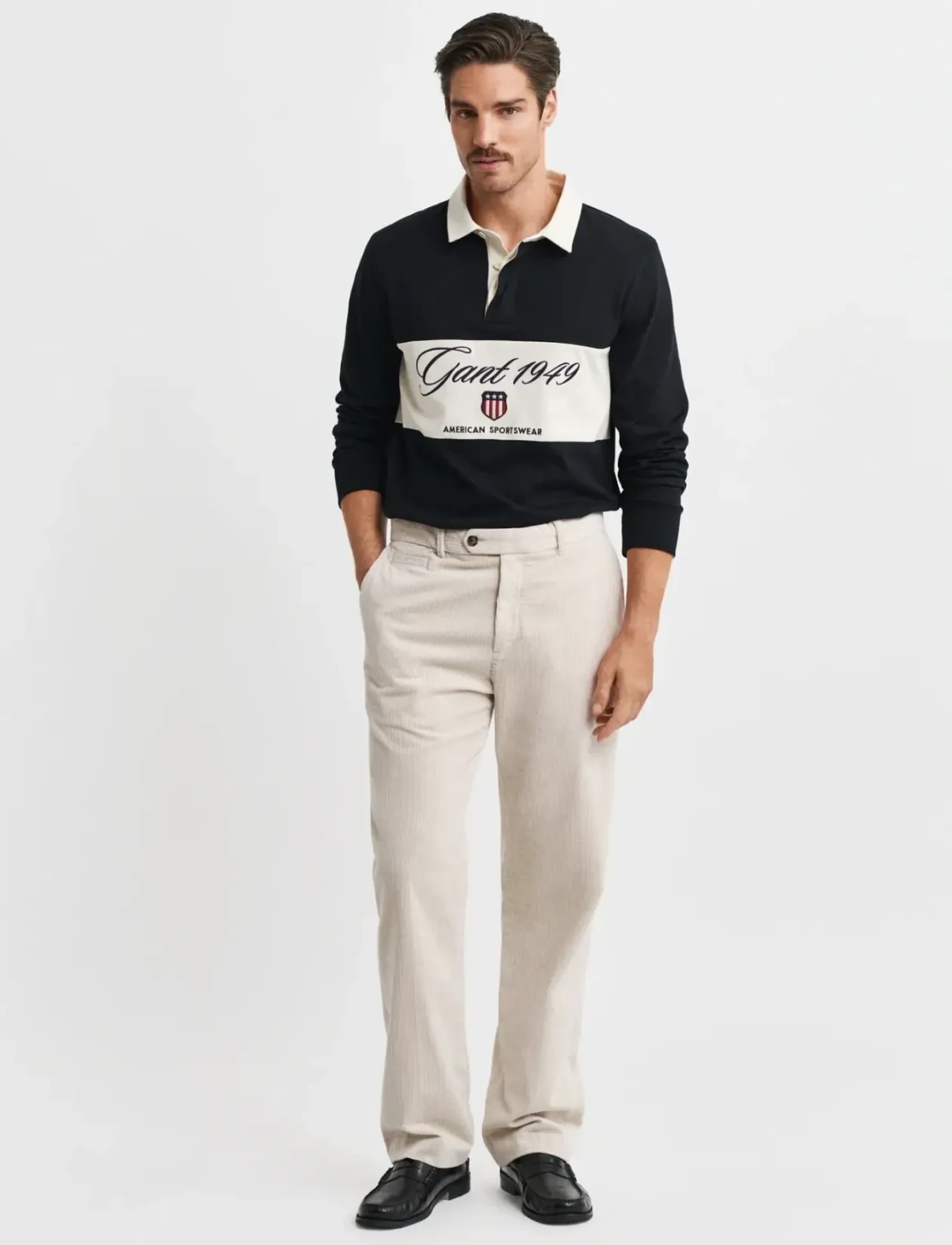 STRAIGHT FIT CORD PANTS - Chinos