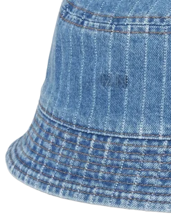 Striped Denim Bucket Hat - Hatte