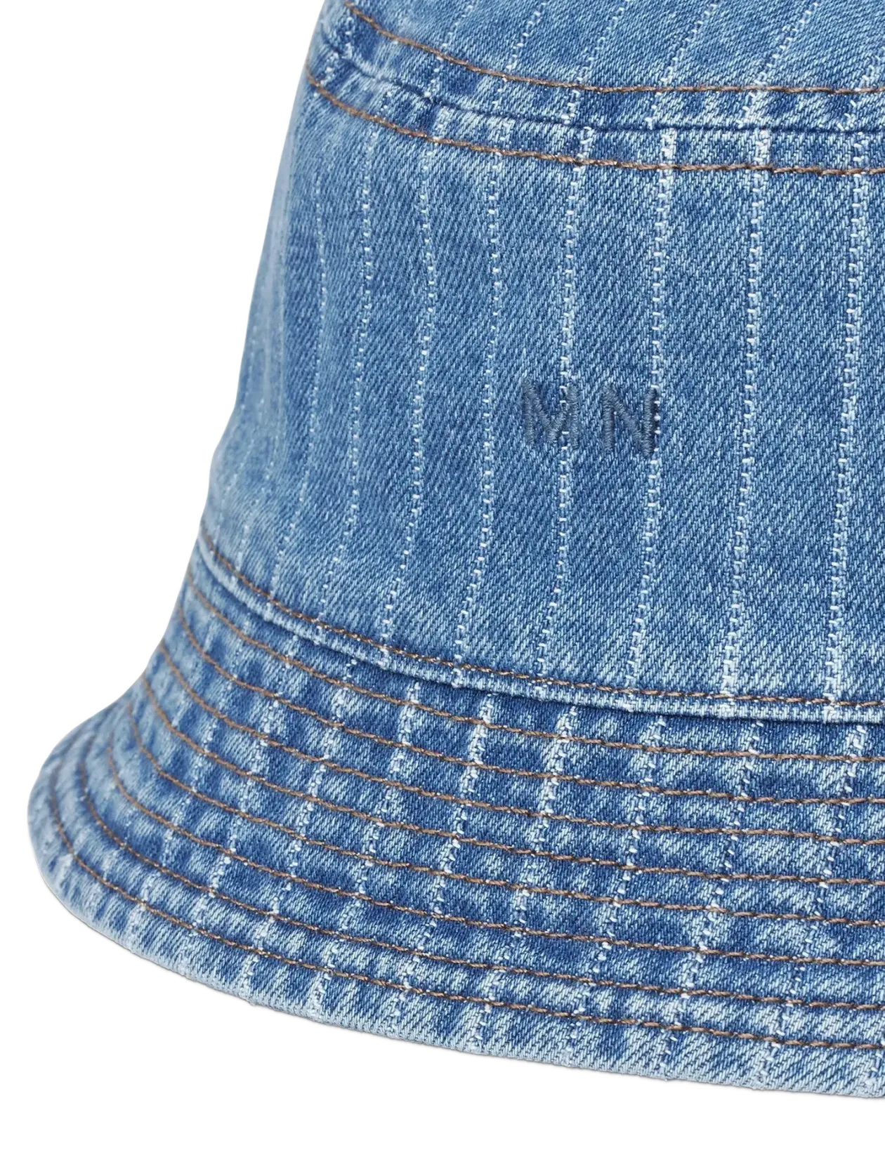 Striped Denim Bucket Hat - Hatte