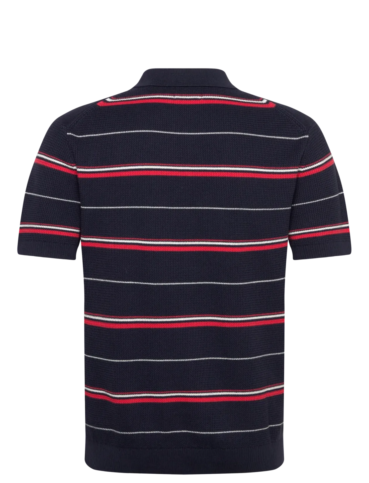 STRIPED TEXTURED ZIP POLO - Kortærmede