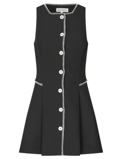 Structured Crepe, Sleeveless Button-Up Mini Dress - Korte kjoler