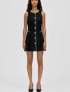 Structured Crepe, Sleeveless Button-Up Mini Dress - Korte kjoler
