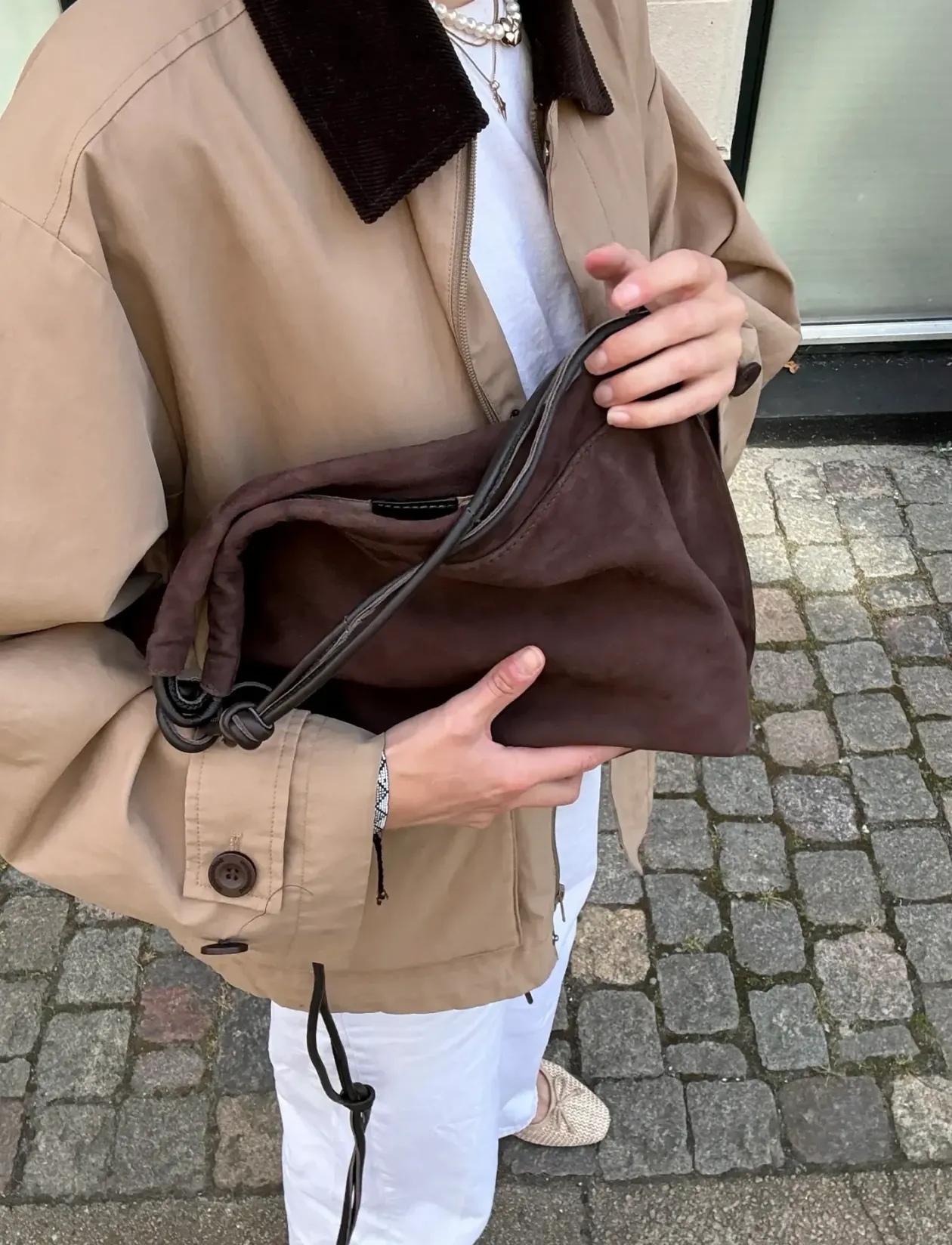 Suede Giana Bag - Top handle tasker