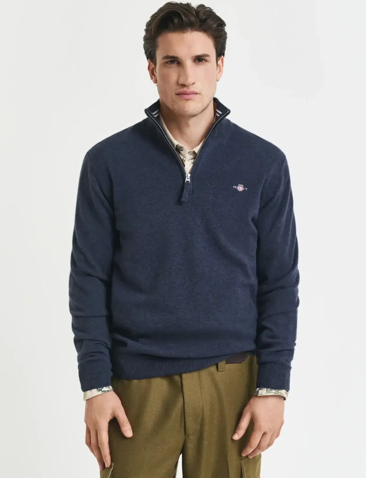 SUPERFINE LAMBSWOOL HALF ZIP - Strik