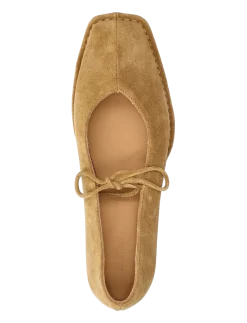Sway Suede Tan Leather Ballet Flats - Ballerinaer