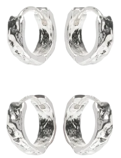 TABITHA hoop earrings 2-in-1 set silver-plated - Creoler