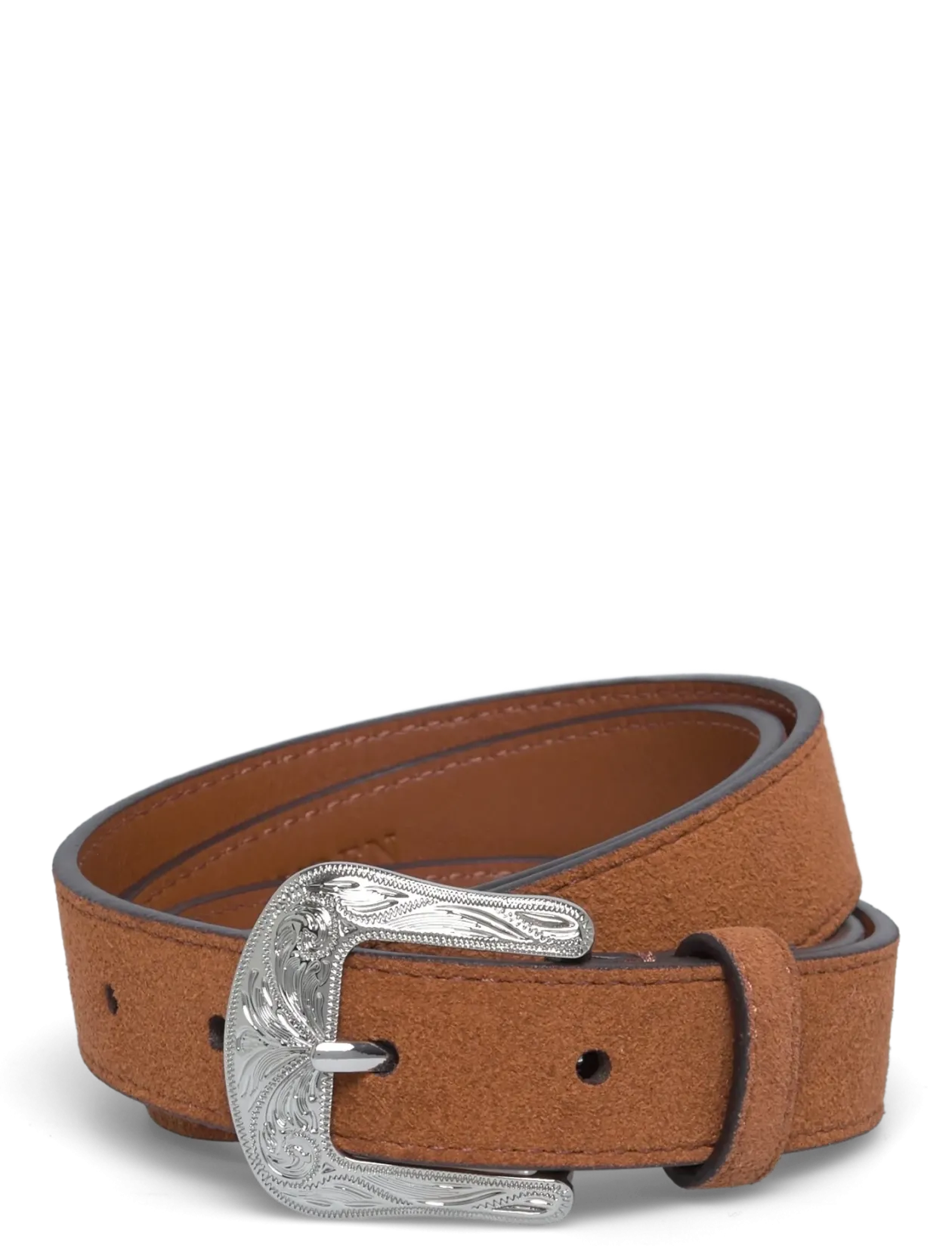 Tooled-Buckle Leather Belt - Bælter