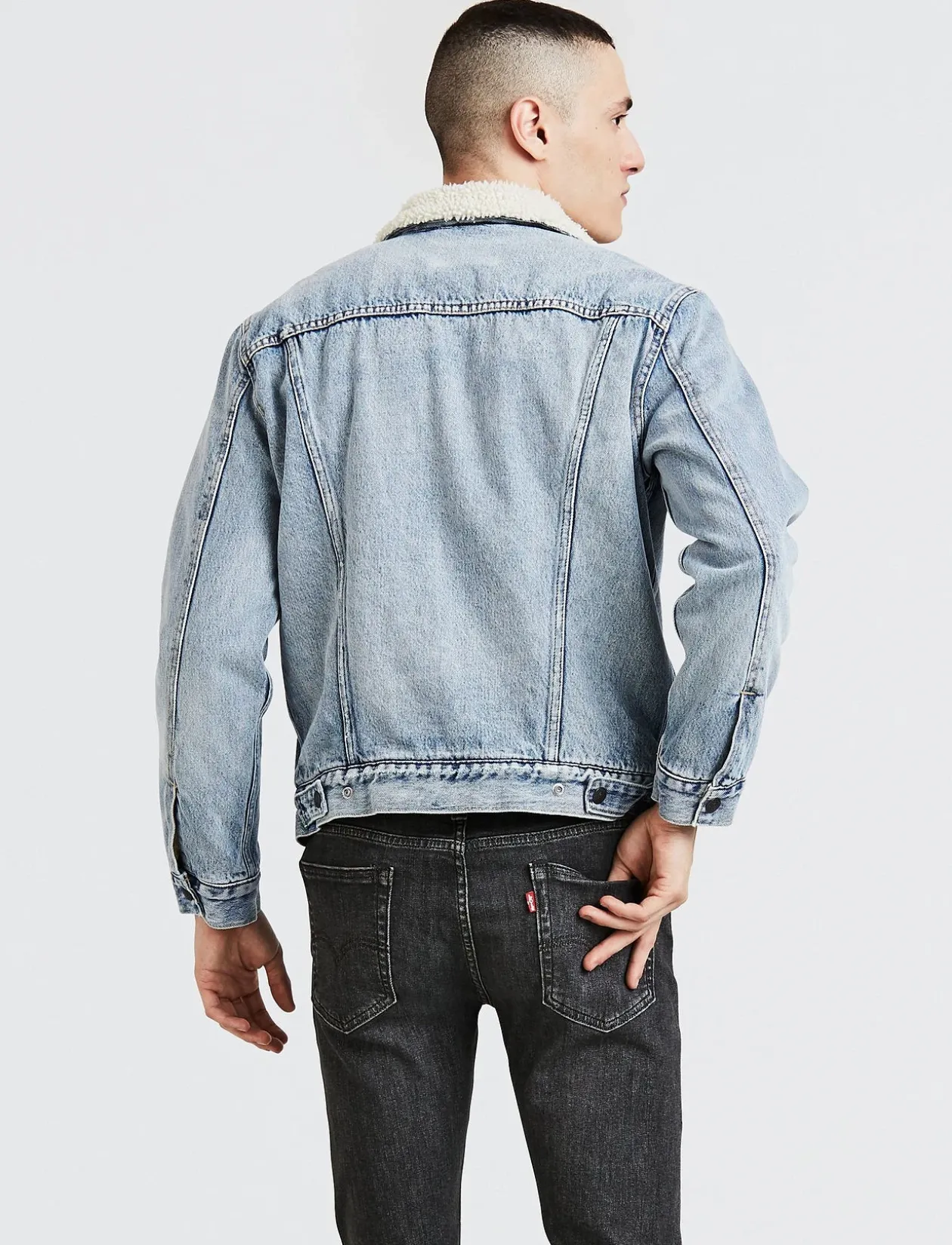 TYPE 3 SHERPA TRUCKER STONEBRI - Forede denimjakker