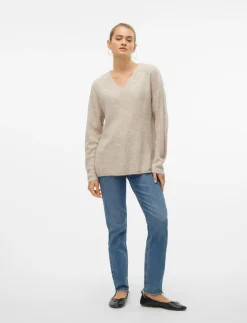 VMCREWLEFILE LS V-NECK BLOUSE NOOS - Trøjer