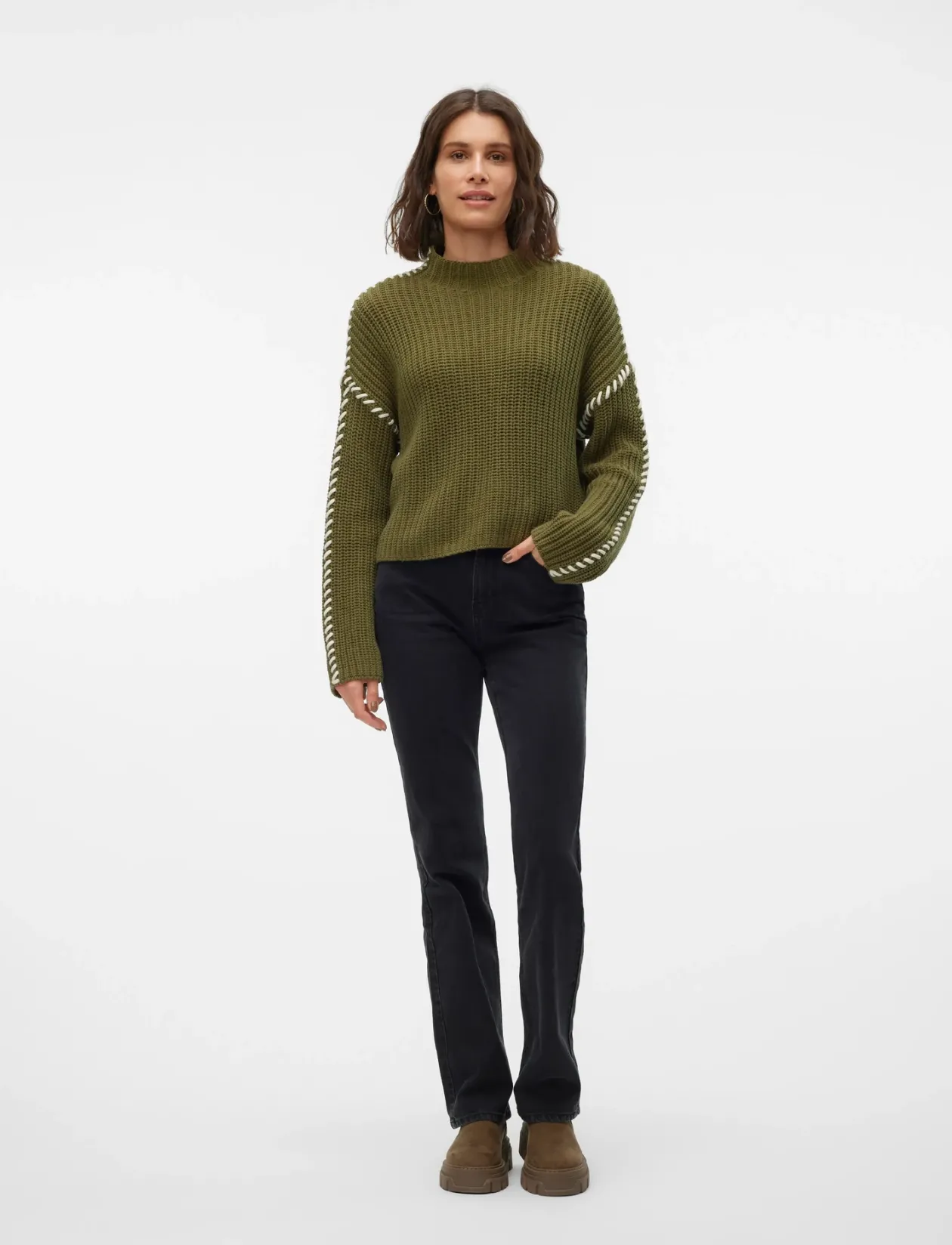 VMNEWCREAM LS FUNNELNECK PULLOVER BOO - Strik