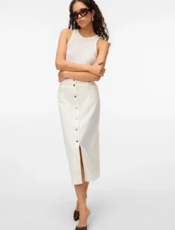 VMWILD ALVIDA BUTTON HR 7/8 CLR SKIRT - Midinederdele