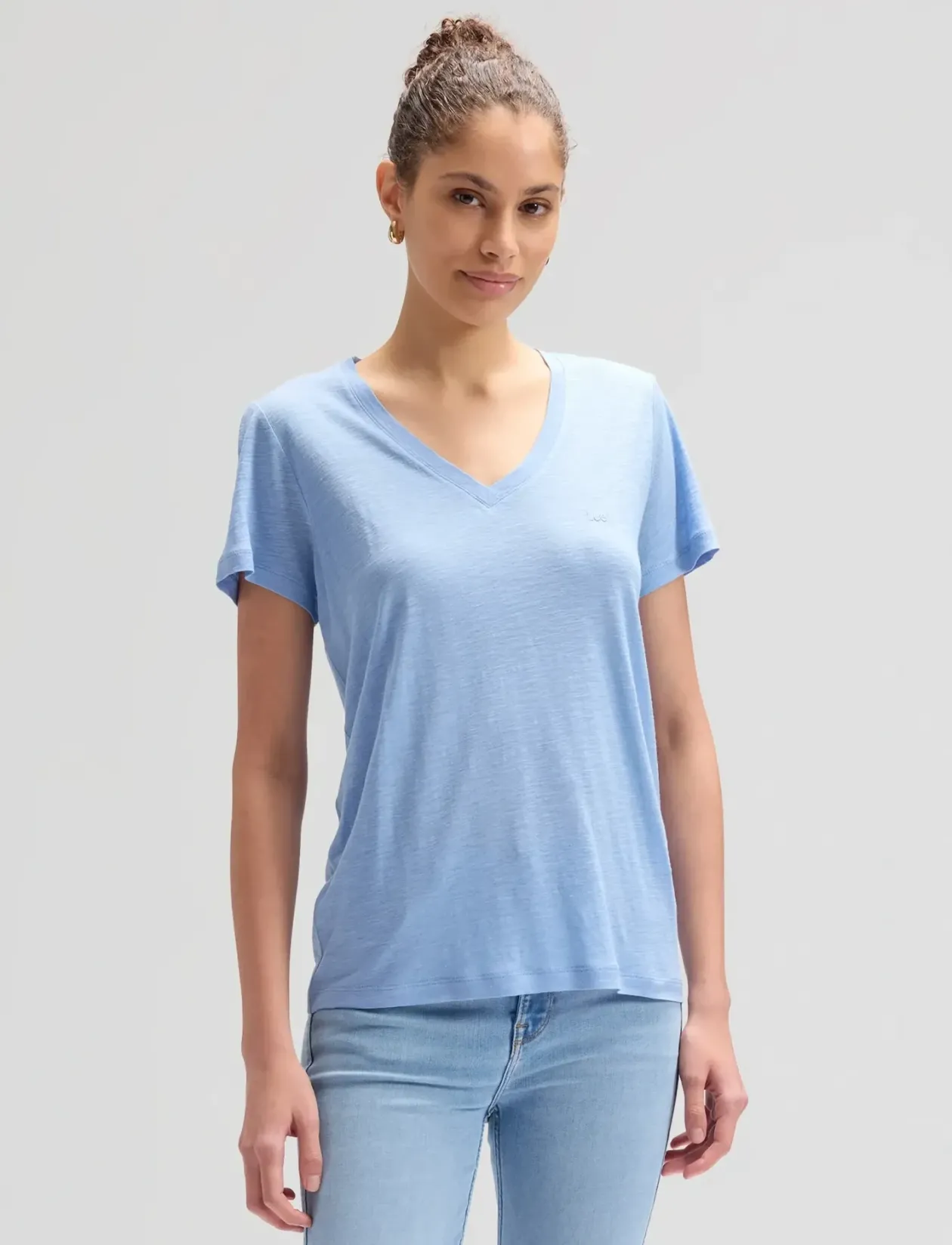 V NECK TEE - T-shirts
