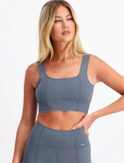 Washed Denim Seamless Bra - Sports-bh'er