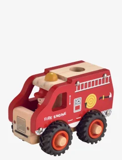 Wooden fire engine with rubber wheels - Lastbiler