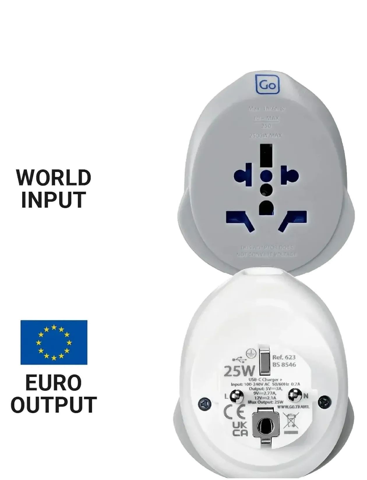 World - EU USB-C Adaptor + (25W) - Rejse tilbehør