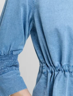 ZAVES CHAMBRAY DRAWSTRING TOP - Kortærmede skjorter